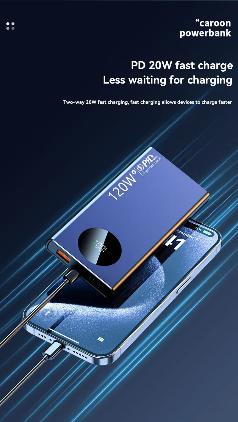 80000mAh High-Capacity Power Bank – 120W Super Fast Charging for iPhone & Android