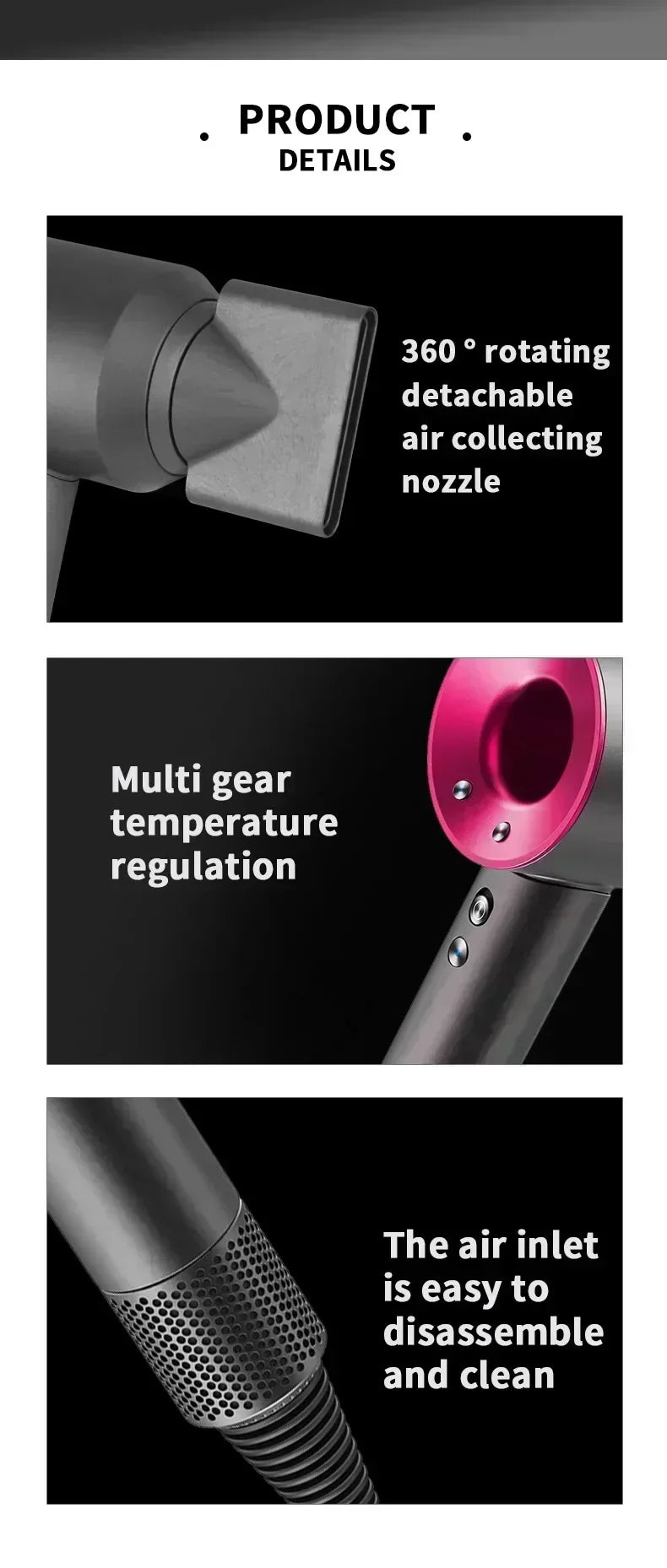 5-in-1 Professional Hair Dryer – Hot & Cold Air, Lightweight Thermostatic Styling Tool