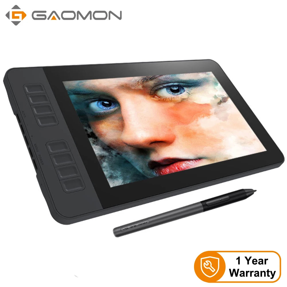 GAOMON PD1161 HD Graphics Drawing Tablet – IPS Screen, 8 Shortcut Keys & Battery-Free Pen
