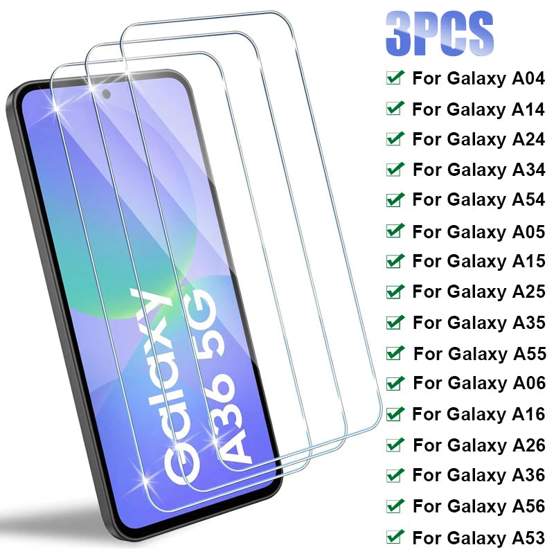 3-Pack Tempered Glass Screen Protector – Compatible with Samsung Galaxy A05–A56 Series
