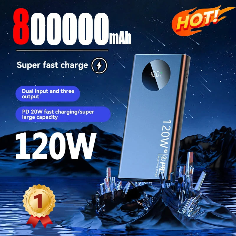 80000mAh High-Capacity Power Bank – 120W Super Fast Charging for iPhone & Android