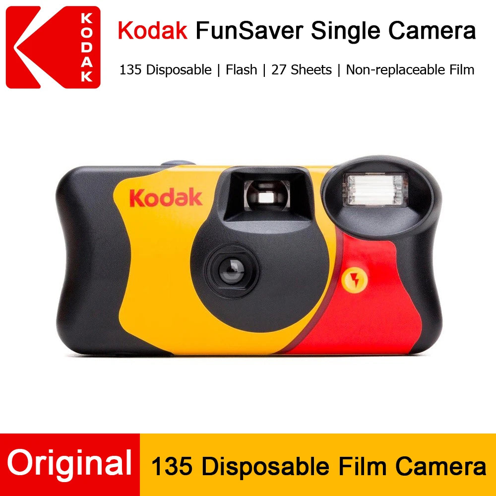 Kodak FunSaver Disposable Camera – Single Use, Flash, 27/39 Exposures