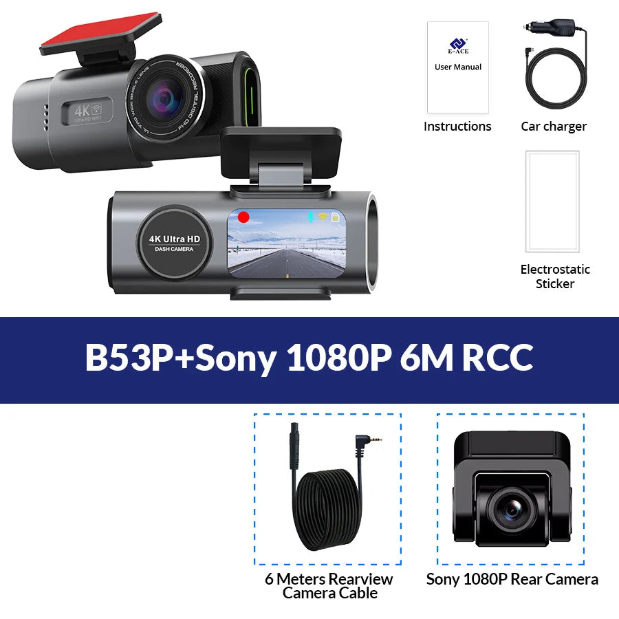 4K UHD Dash Cam – Night Vision, Wi-Fi, GPS Support & 24H Parking Monitor