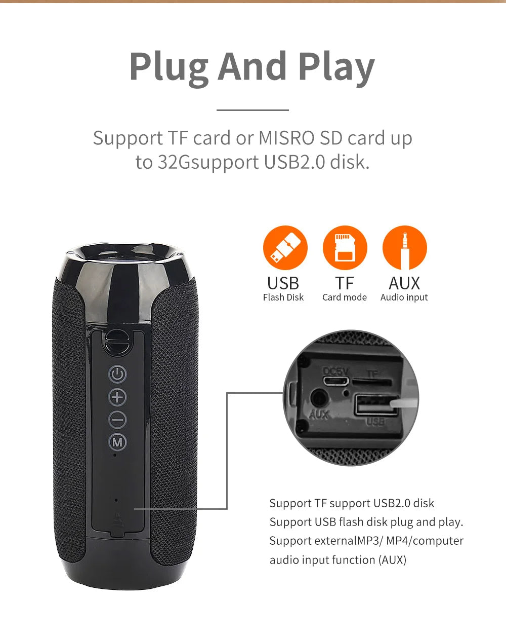 T&G TG117 Portable Bluetooth Speaker – Waterproof, TWS, TF Card & FM Radio