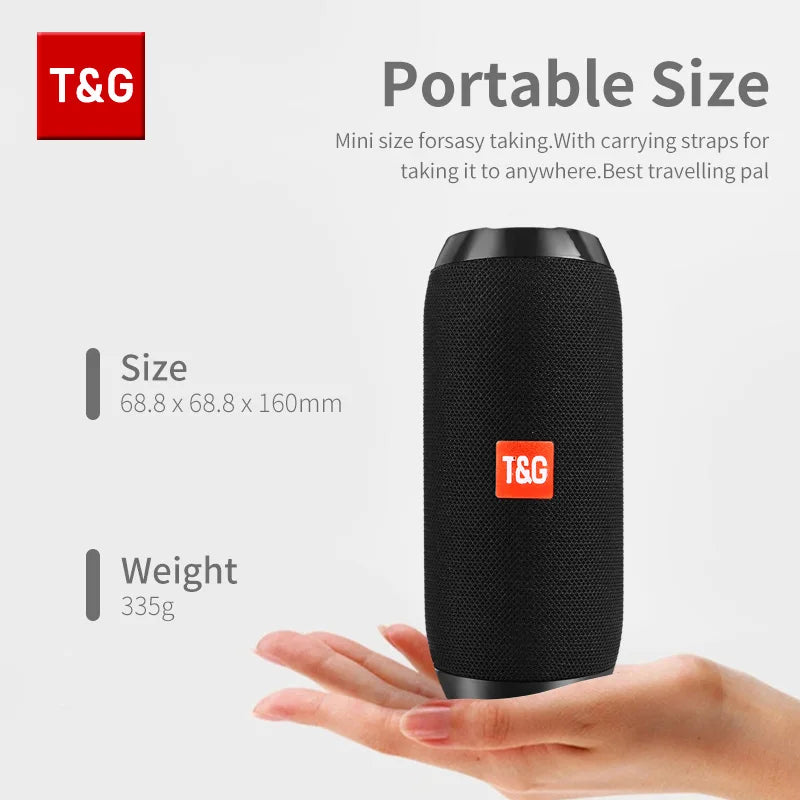 T&G TG117 Portable Bluetooth Speaker – Waterproof, TWS, TF Card & FM Radio