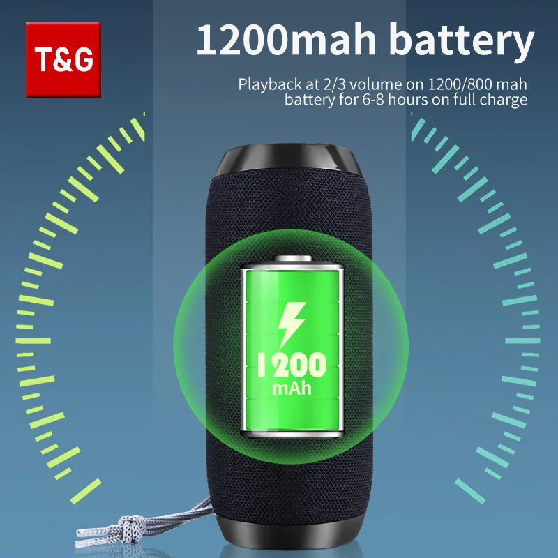 T&G TG117 Portable Bluetooth Speaker – Waterproof, TWS, TF Card & FM Radio