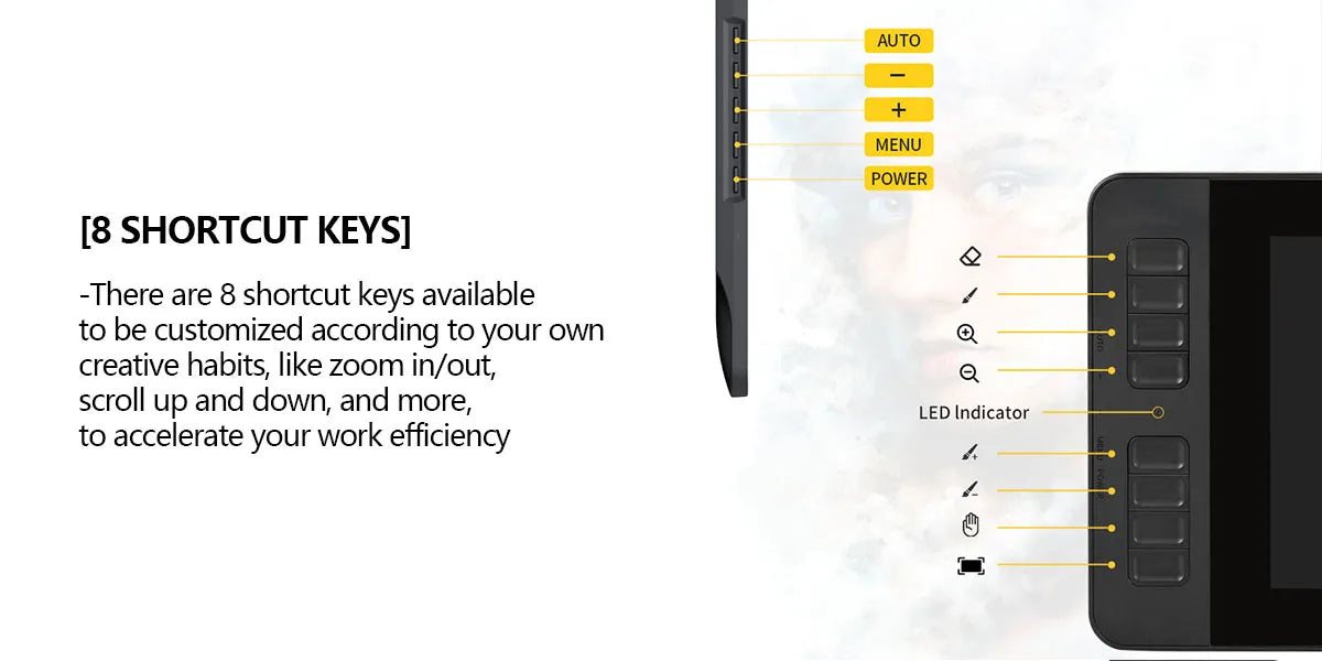 GAOMON PD1161 HD Graphics Drawing Tablet – IPS Screen, 8 Shortcut Keys & Battery-Free Pen