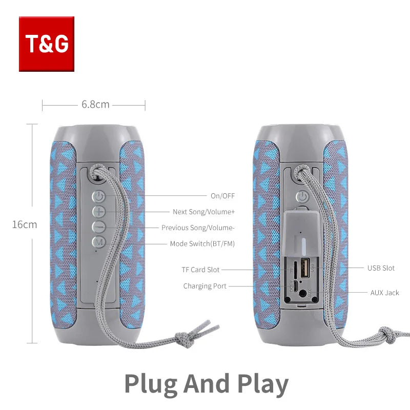 T&G TG117 Portable Bluetooth Speaker – Waterproof, TWS, TF Card & FM Radio