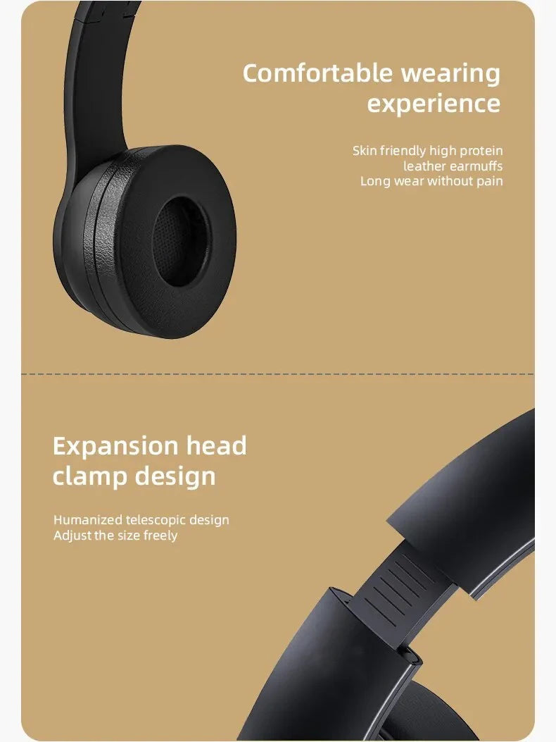 P47 Wireless Bluetooth Headphones – Noise-Cancelling
